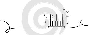 Balcony line icon. Building balconet sign. Continuous line with curl. Vector