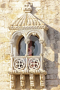 Balcony in manueline style. Belem Tower. Lisbon . Portugal photo