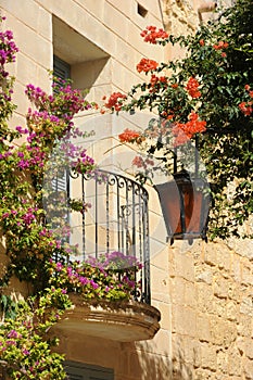 Balcony in medieval Mdina, Malta.