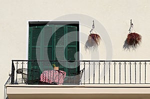 Balcony of old house in traditional Mediterranean style,Cyprus