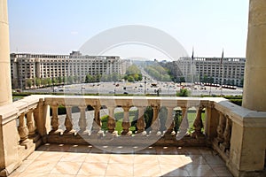 Balcony in Palatul Parlamentului Palace of the Parliament, Bucharest photo