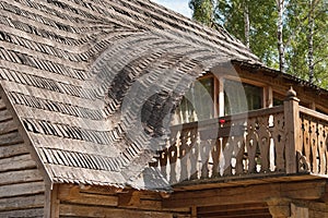 Balcony in rural wooden house