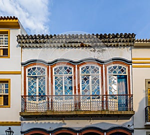 Balcony Street view of colonial building - Sao Joao Del Rei, Minas Gerais, Brazil