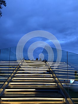 Balcony top view step up stair sky