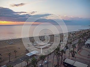 Balcony view over the central street, mediterranean sea and beach in Larnaca