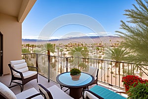 a balcony view from the Villa at the Marriott Desert Springs.
