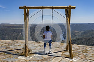 Balcony at the viewpoint. Sunny spring day photo