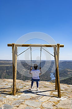 Balcony at the viewpoint. Sunny spring day photo