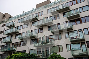 Balconys and windows on fashionable building photo