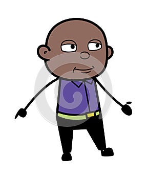 Bald Black Man Expressionless Face Cartoon photo
