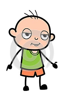 Bald Boy Expressionless Face Cartoon