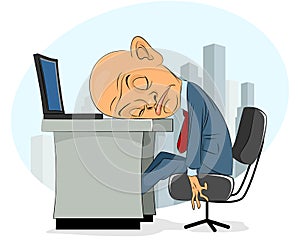 Bald businessman asleep
