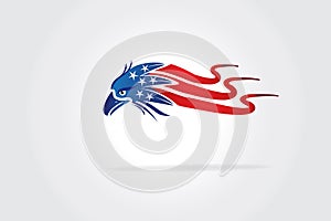 Bald Eagle American Wavy USA Flag logo vector