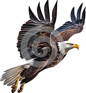 Bald eagle, Close-up colored-pencil sketch of a Bald eagle. AI-Generated.