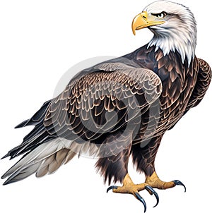 Bald eagle, Close-up colored-pencil sketch of a Bald eagle. AI-Generated.
