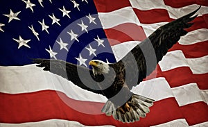 Bald Eagle and Flag