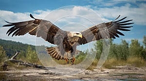 Bald Eagle In Flight: Daz3d Style With Nikon D850 Influence