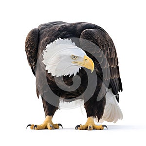 Bald Eagle in Flight Isolated on White Background