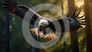 Bald Eagle Flying In The Forest: A Stunning Digital Art Wonder
