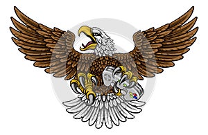 Bald Eagle Hawk Gamer Video Game Controller Mascot