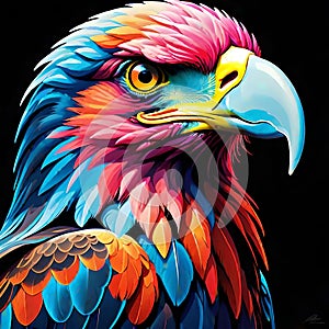 Bald eagle hawk osprey raptor bird pop art feather design