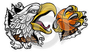 Bald Eagle Hawk Ripping Basketball Ball Mascot