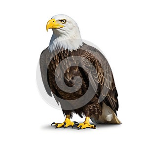 Bald Eagle Isolated on White Background Wildlife Symbol of America