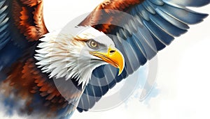 A bald eagle with its wings spread out