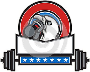 Bald Eagle Lifting Kettlebell Barbell Circle Retro