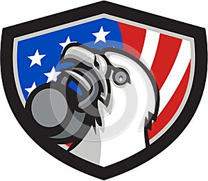Bald Eagle Lifting kettlebell USA Flag Shield Retro