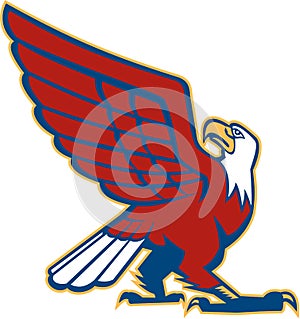 Bald Eagle Looking Up Side View Retro