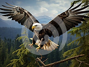Ai Generated illustration Wildlife Concept of Bald Eagle