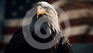 Bald eagle perching, looking proud and majestic generated by AI