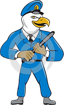 Bald Eagle Policeman Baton Cartoon