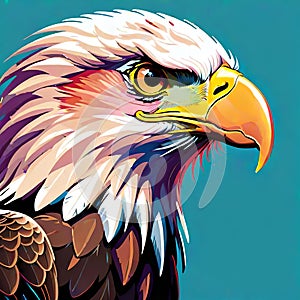 Bald eagle portrait colorful design drawing