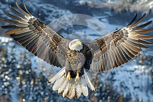 Bald eagle soaring with keen eyes. photo