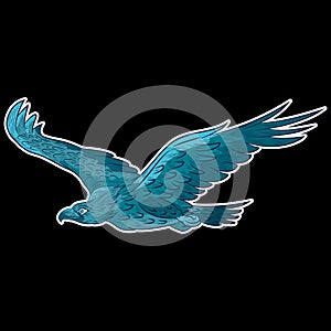 Bald eagle stick attack hand draw and paint color on checkered background vector illustration