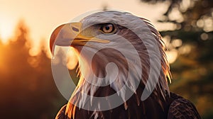 Bald Eagle At Sunset A Captivating Vray Tracing Photography