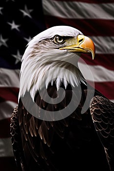 Bald Eagle with USA Flag in the background