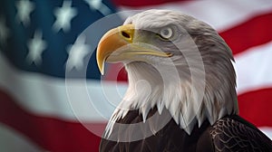 Bald Eagle with USA Flag in the background