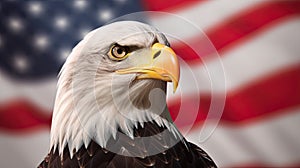 Bald Eagle with USA Flag in the background