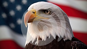 Bald Eagle with USA Flag in the background