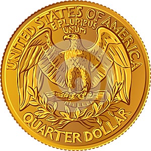 Bald eagle Washington quarter 25 cent GOLD coin