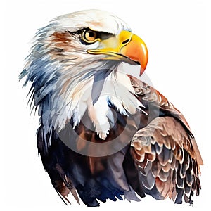 Bald Eagle. Watercolor illustration isolated on a white background. AI generated Generative AI
