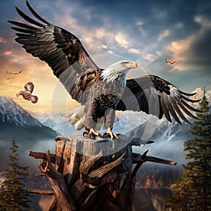 Bald Eagle with Wings Stretched