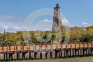 Bald Head Island Lighthouse in daylight