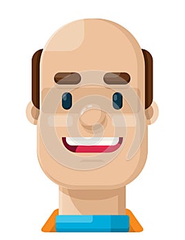 Bald Man Flat Vector Illustration Icon