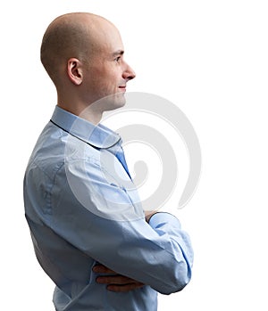 Bald man profile