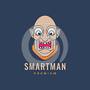 bald man smile happy science smart professor mascot colorful cartoon logo design vector