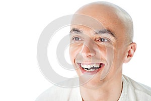 Bald man smiling